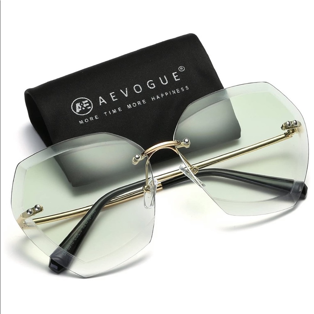 ROUND SUNGLASSES OVERSIZED RIMLESS - Picture 6 of 8